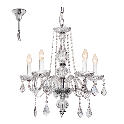 Toledo Chandelier Chrome/Clear E14 5x40w