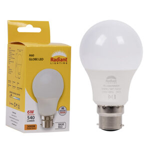 A60 6w LED B22 3000K 105lm