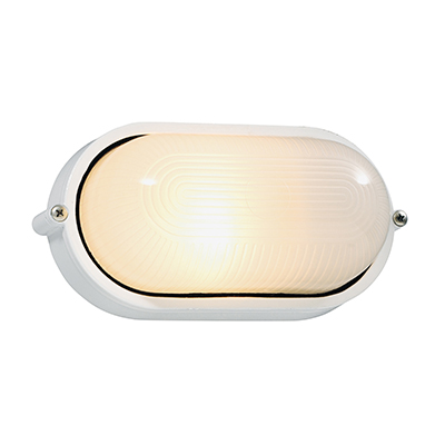 *** Disc *** Bulkhead Oval Small Plain White 1xE27