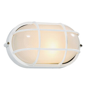 ***disc***Bulkhead Oval Large Grid White 1xE27