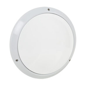 Polycarbonate Round Bulkhead White 2xE27 60w