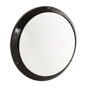 Polycarbonate Round Bulkhead Black 2xE27 60w