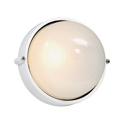 Round Small Plain Bulkhead White 1xE27 (B55W)