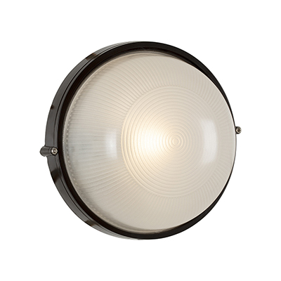 Round Large Plain Bulkhead Black 1xE27 (B42B)
