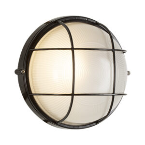 Round Large Grid Bulkhead Black 1xE27 (B41B)