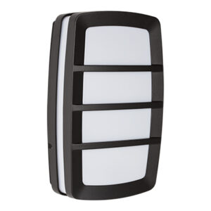 Rectangular Grid Bulkhead Black 2xE27