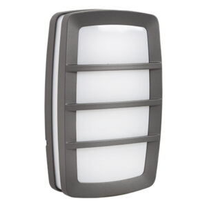 Rectangular Grid Bulkhead Grey 2xE27