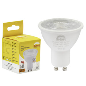 GU10 Clear Lens 5W LED 3000K Non Dimmable 105lm