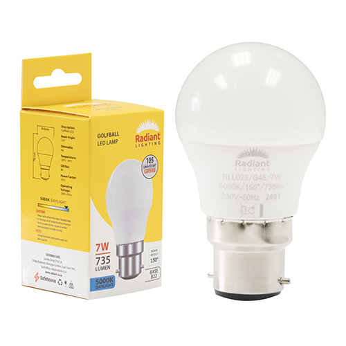 Golfball Frosted 7W LED B22 5000K 105lm