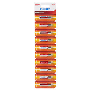 ***Philips Power Alkaline AAA Batteries 10-Single Blister Tear Card