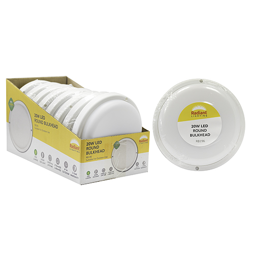 Radiant Round Bulkhead LED 20W 1800lm 6500K (Sell in PDQ of 8 only)