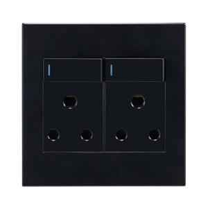 Horizon Modern Double Socket 16A Black
