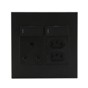 Horizon Modern Single Socket+2 x Euro Black
