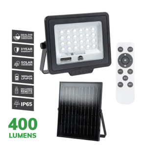 ***Solar Coastal Floodlight & Remote LED 6500K 400lm
