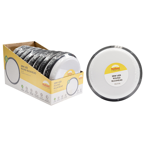 Radiant Round Bulkhead Black LED 28W 2500lm 6500K (Sell in PDQ of 8)